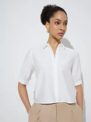 Wardrobe Ivory Crinkle Textured Shirt
