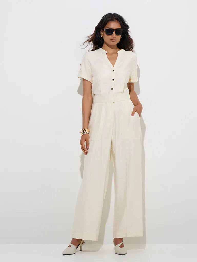 Wardrobe Ivory Solid Jumpsuit