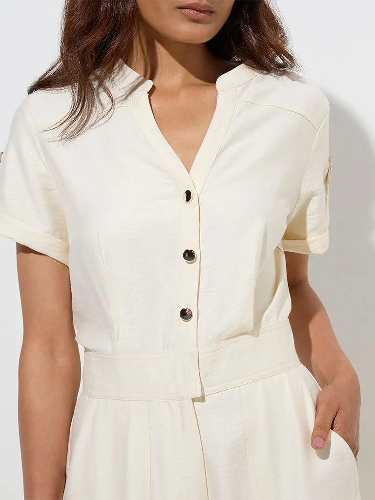Wardrobe Ivory Solid Jumpsuit