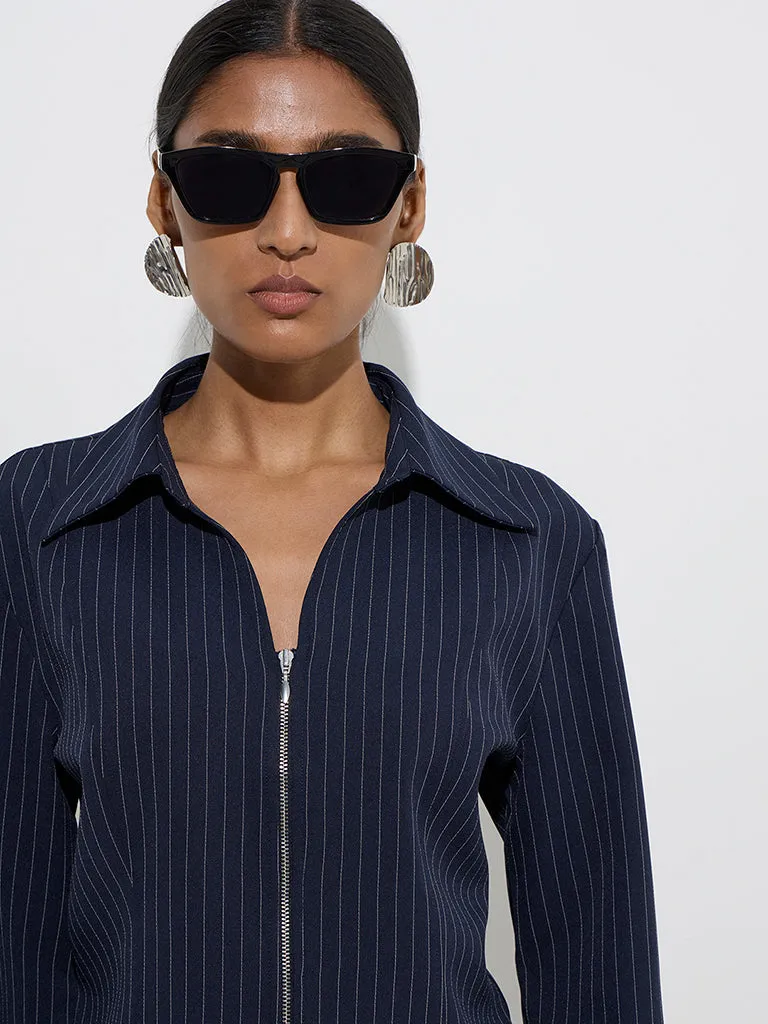 Wardrobe Navy Pinstriped Jacket