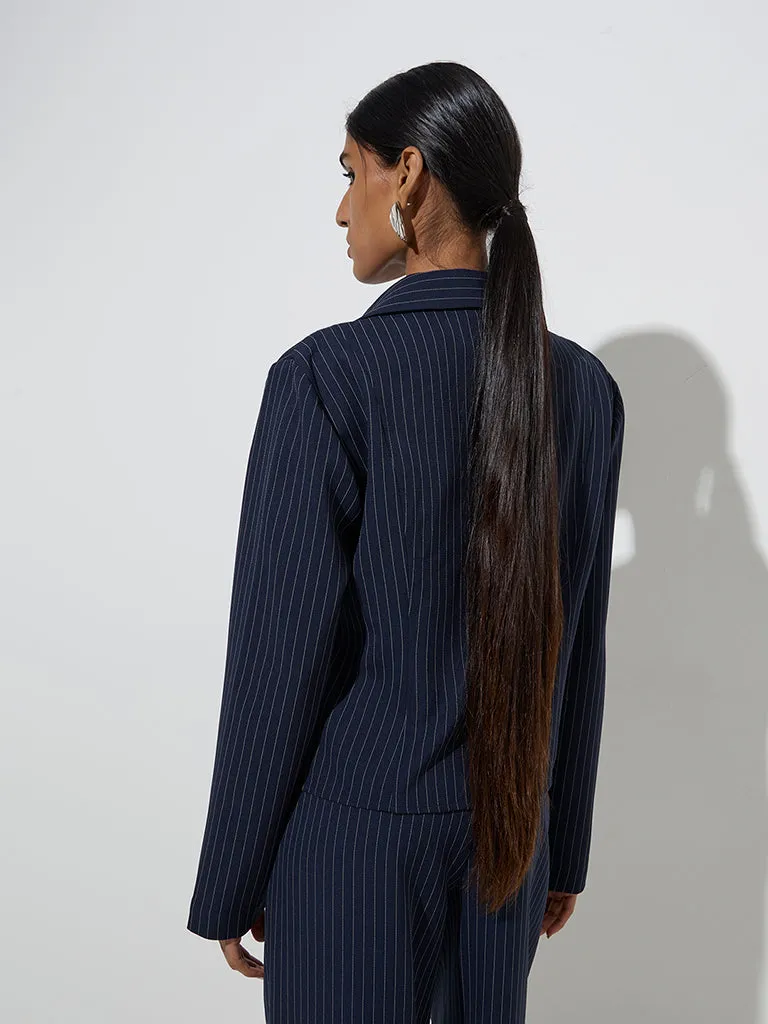 Wardrobe Navy Pinstriped Jacket