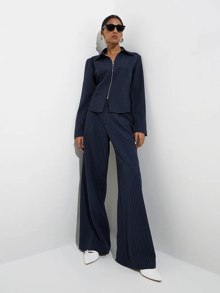 Wardrobe Navy Pinstriped Jacket