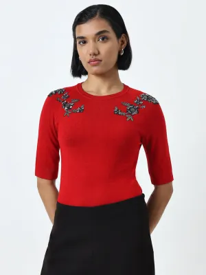 Wardrobe Red Embellished Top