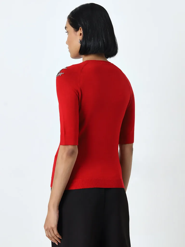 Wardrobe Red Embellished Top