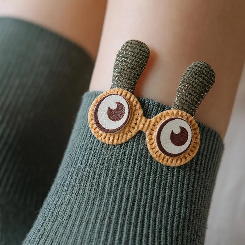 Women Cotton 3D Big Googly Eyes Cartoon Design Happy Socks