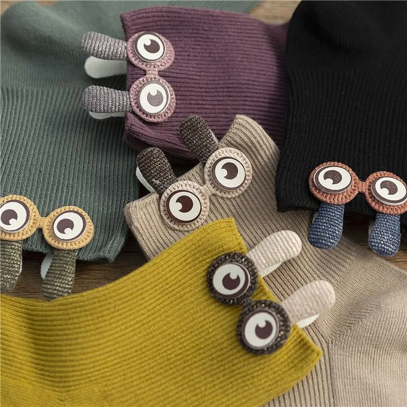 Women Cotton 3D Big Googly Eyes Cartoon Design Happy Socks